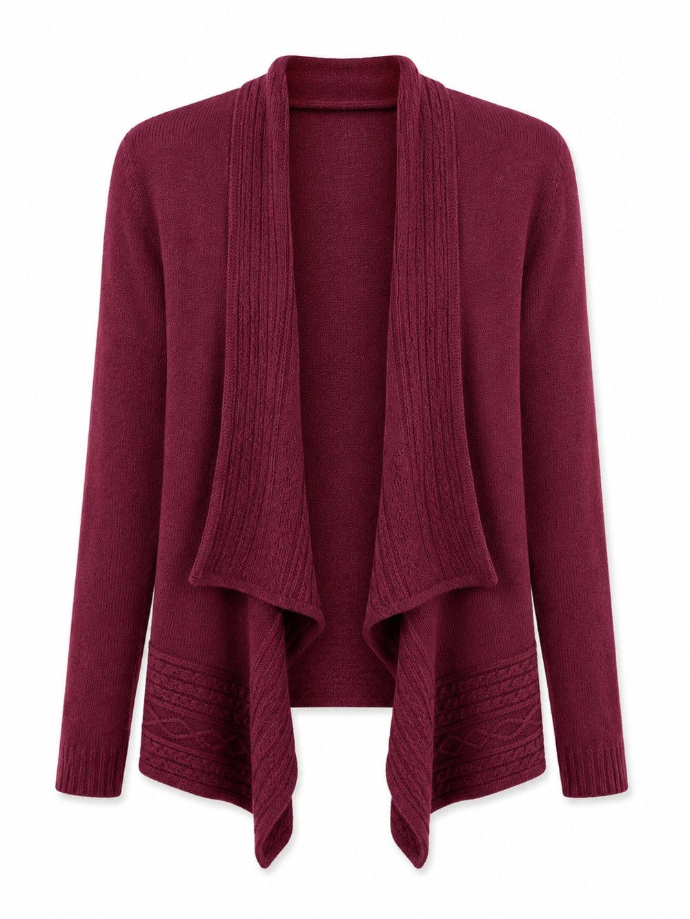 Iz Byer Burgundy Open-Front Draped Cardigan